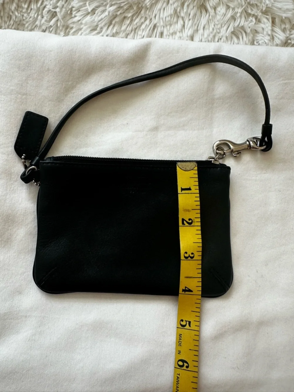 Coach Black Leather Wristlet Logo Lined Wristlet - Taupe Interior